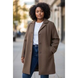 Vintage Alorna Brown Wool Tweed Car Coat Union Made USA Mid Length Jacket